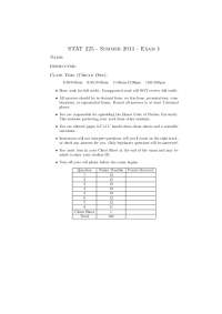 STAT 225 - Summer 2011 - Exam 1