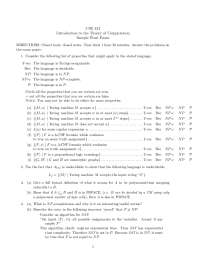 Sample Final Exam for Introduction to the Theory of Computation