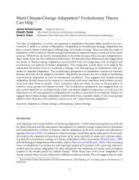 Want Climate-Change Adaptation? Evolutionary Theory Can ...