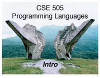 CSE 505: Programming Languages - Introduction to Programming Languages