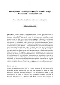 The Impact of Technological Distance on M&A Target Choice ...