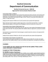 Communication Elective Credit at Stanford University