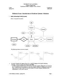 Midterm Exam: Introduction to Database Systems: Solutions