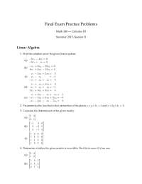 Calculus III Practice Problems: Linear Algebra and Differential Equations