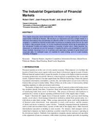 The Industrial Organization of Financial Markets