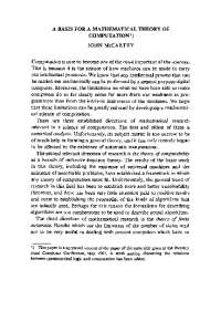 A Basis for a Mathematical Theory of Computation