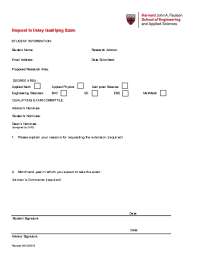 Request to Delay Qualifying Exam