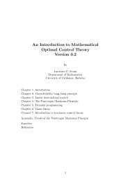 An Introduction to Mathematical Optimal Control Theory