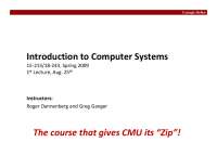 Computer Systems: A Programmer's Perspective - Course Syllabus