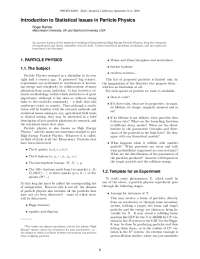 Introduction to Statistical Issues in Particle Physics
