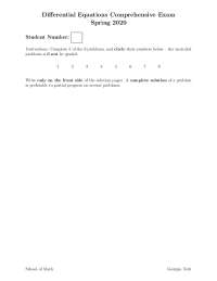 Differential Equations Comprehensive Exam Spring 2020