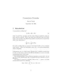 Commutator Formulas
