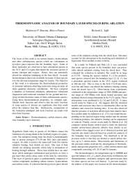 Thermodynamic Analysis of Boundary Layer Species during Ablation
