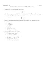 Worksheet #24: First order linear differential equations