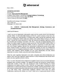 Cybersecurity Risk Management, Strategy, Governance, and Incident Disclosure