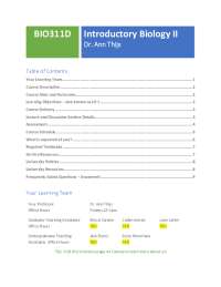 BIO311D Introductory Biology II Course Description and Schedule