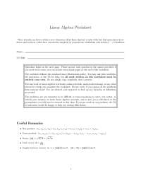 Linear Algebra Worksheet