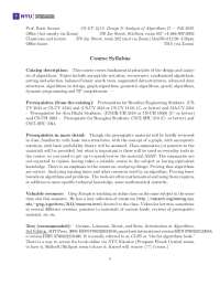 CS-GY 2413: Design & Analysis of Algorithms II
