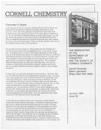 Cornell Chemistry Department Newsletter: January 1986