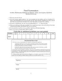 Final Examination for CS205A: Mathematical Methods for Robotics, Vision, and Graphics