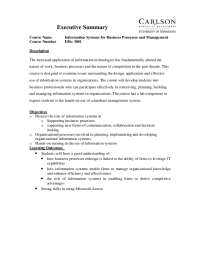 Information Systems and Programming Courses for MIS Majors