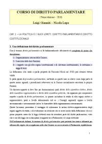 Riassunto di Corso di Diritto Parlamentare (Gianniti-Lupo) - terza ediz. 2018