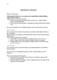 International Baccalaureate Biology 1.4 - Membrane Structure Summary Notes