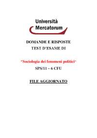 sociologia dei fenomeni politici mercatorum 6cfu test domande SPS/11 banca dati paniere bd