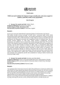 Community Health Workers: Profiles and Contributions