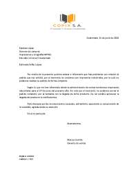 Ejemplo de carta semibloque puntuación estandar