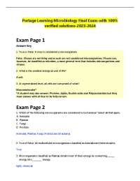 Portage Learning Microbiology Final Exam-with 100% verified solutions-(2023-2024)