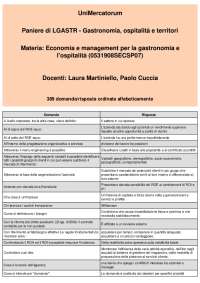 LGASTR - Gastronomia, ospitalità e territori - 389 domande e risposte