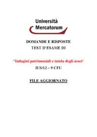Indagini patrimoniali e tutela degli asset mercatorum test domande IUS/12 cfu 9 banca dati