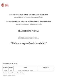 Ética e deontologia - Seminário 2