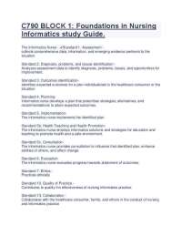 C790 BLOCK 1 Foundations in Nursing Informatics study Guide.