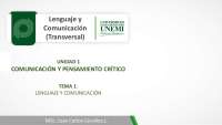 Comunicación y Pensamiento Crítico: Introducción al Lenguaje y sus Funciones - Prof. Cedeñ