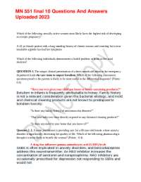 MN 551 final 10 Questions And Answers Uploaded 2023