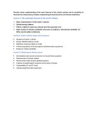 Climate Seminar summary
