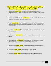 EPI/ BIOSTATS: Final Exam: Module 1, 2, 3 Study Quiz' and Exams Questions with Answers Upd