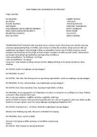 The Play Script: 'Bakit Babae Ang Naghuhugas Ng Pinggan?'