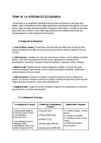 Tema 18. La integració economica