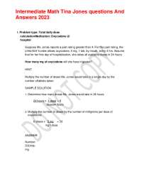 Intermediate Math Tina Jones questions And Answers 2023