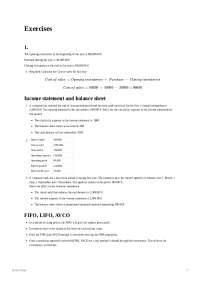Accounting exercises for the exam
