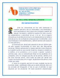 "De una a otra Venezuela" es un ensayo escrito por Arturo Úslar Pietri