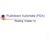 Pushdown Automata for Context-Free Languages