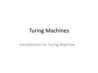 INTRODUCTION TO TURING MACHINES