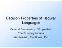 Lecture -8-9-Decision Properties of Regular Languages
