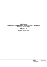 Paniere PSICOLOGIA DEI PROCESSI DI APPRENDIMENTO BIOLOGICI, EMOTIVI E COGNITIVI Chiodini M