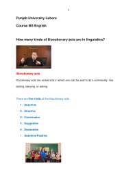 kinds of Illocutionary acts  in linguistics