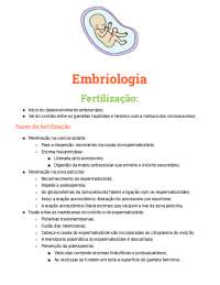 Resumo de Embriologia para Estudante no inicio da Faculadade de Medicina